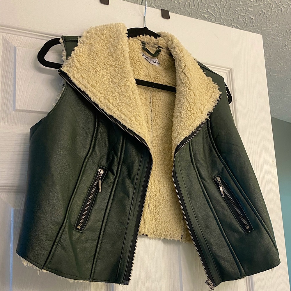 Faux leather vest.